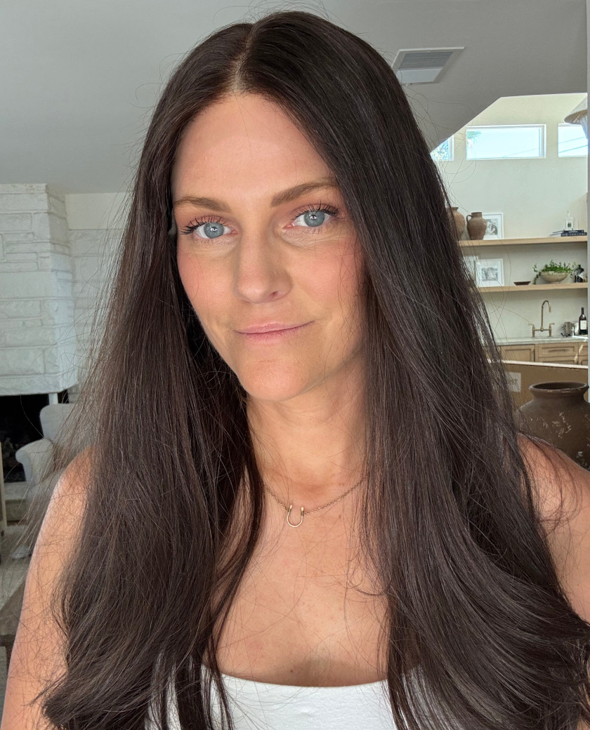 Demi — Virgin Russian hair in a deep, natural brunette. Long, sleek, and effortlessly wearable.