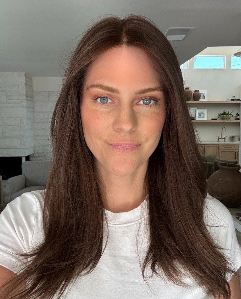 Mara — Our best selling hair.  The silkiest level 5/6 warm brunette with virgin natural dimensional tones. Soft layers added for the ultimate movement.  Highlights can be added for an additional cost.