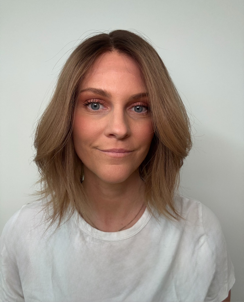 Sloane Short — Cool ash brown with seamless dirty blonde melt throughout